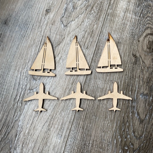 5/$10 Die Cut Wooden Shapes, Pieces of Boats and Airplanes - Picture 5 of 6